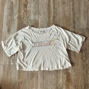 MATE the Label White 'Le Weekend' Short Sleeve boxy cropped Tee